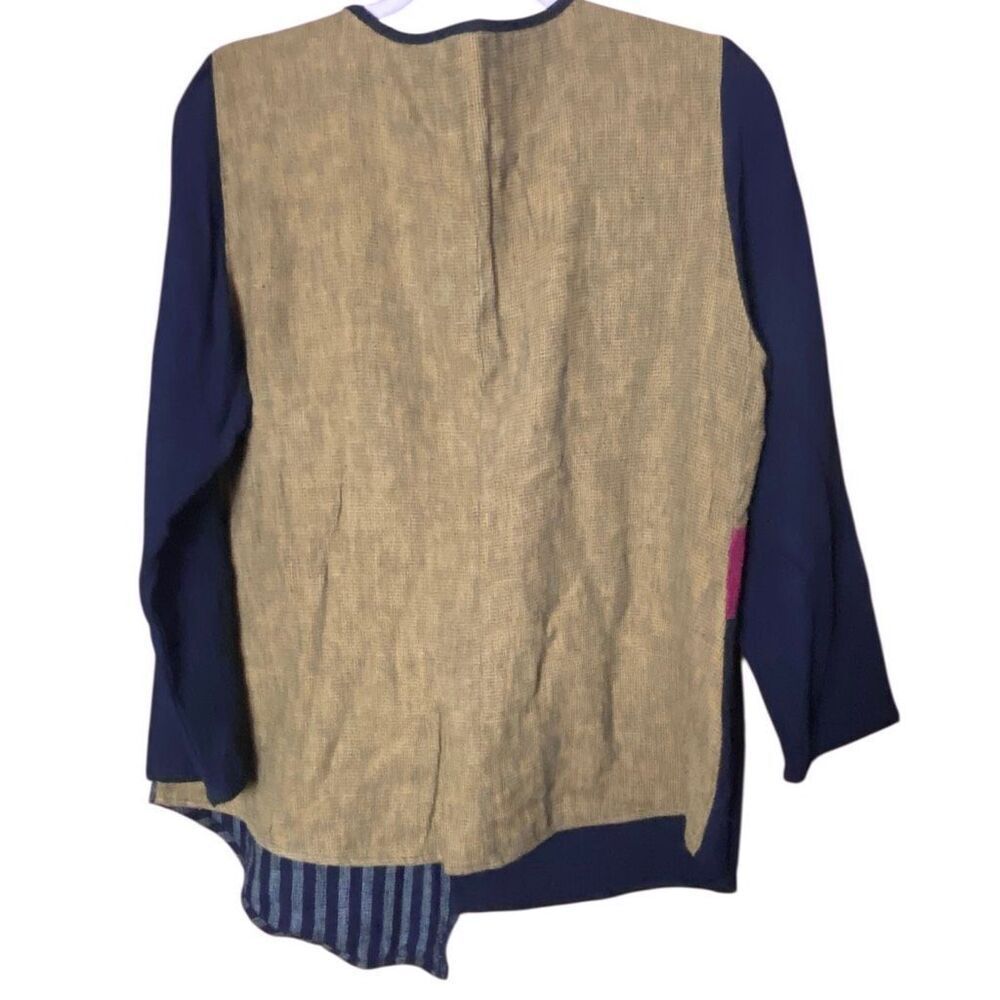 Khangura Colorblock Linen Blend Lagenlook Art Tunic Top Made USA Wm’s Sz Small - Picture 4 of 9